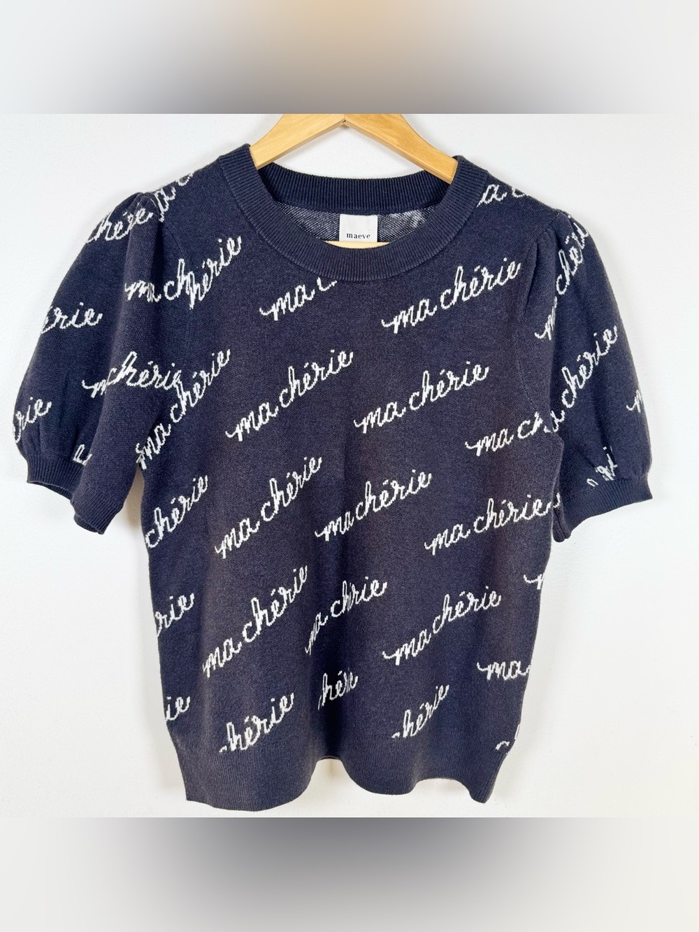 Anthropologie Maeve Maxine ma chérie Puff Sleeve Knit Top Womens Medium Romantic